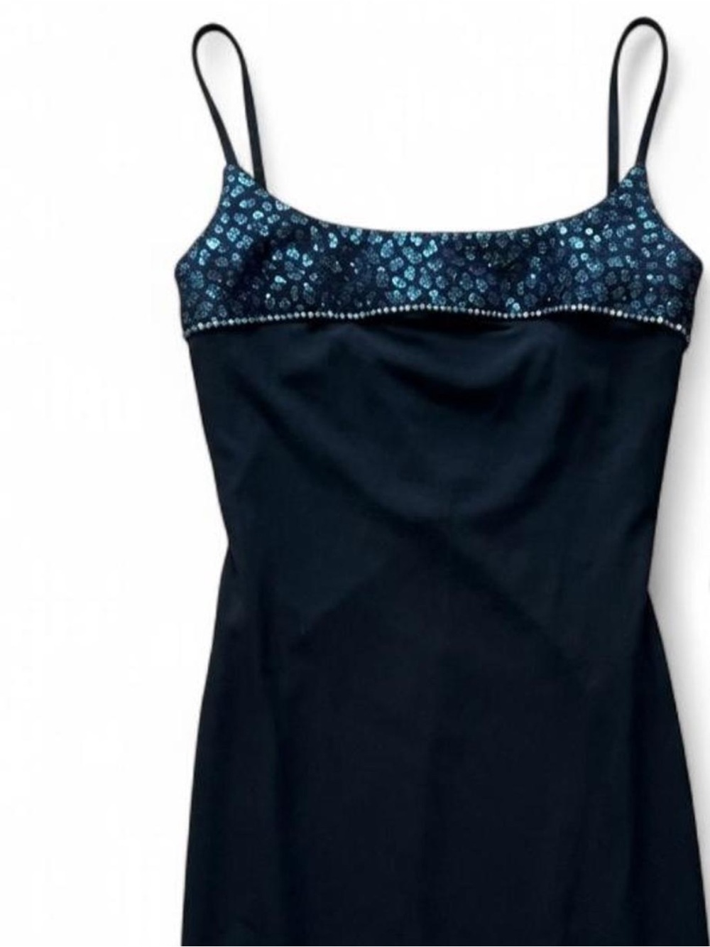 Vintage Blondie Nites Teal Sequin & Black Formal Gown, Size 3/4 - Y2K! 💙✨